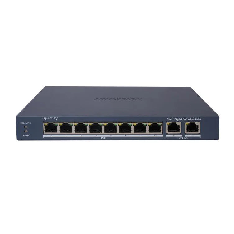 Hikvision DS-3E1510P-EI/M سويتش PoE Gigabit سمارت 8 بورت - واجهة أمامية