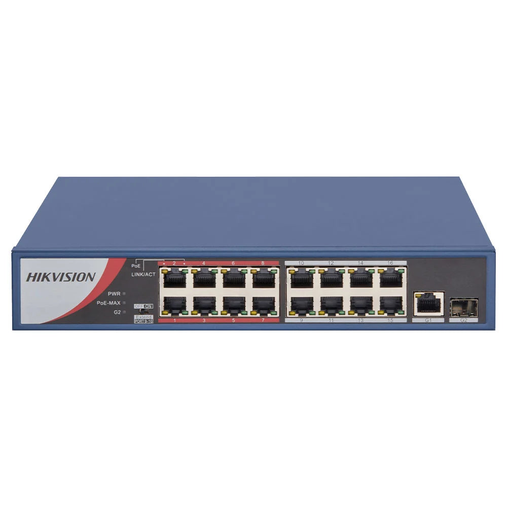 Hikvision DS-3E0318P-E/M سويتش PoE Rackmount 16 بورت - واجهة أمامية