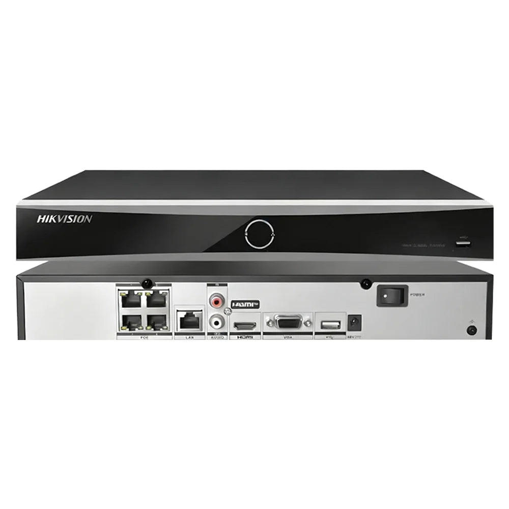 Hikvision DS-7604NXI-K1/4P NVR — المنافذ الخلفية PoE + LAN + HDMI + VGA
