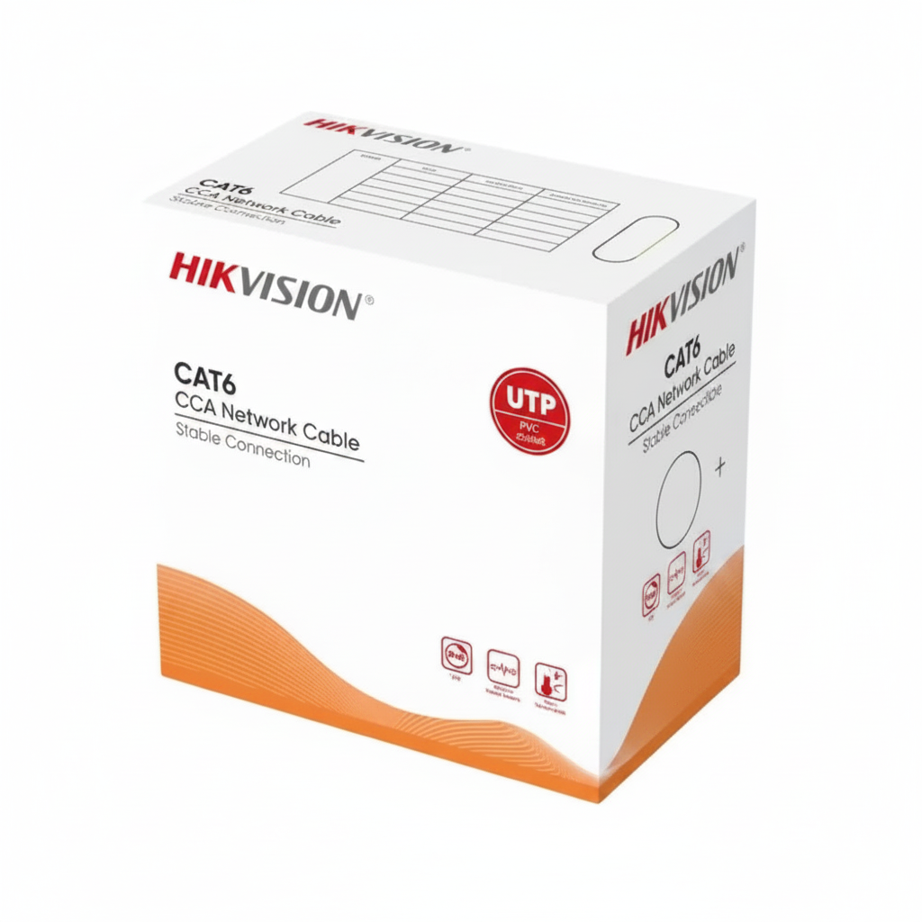 كابل شبكة Hikvision Cat6 CCA UTP بكرة 305 متر